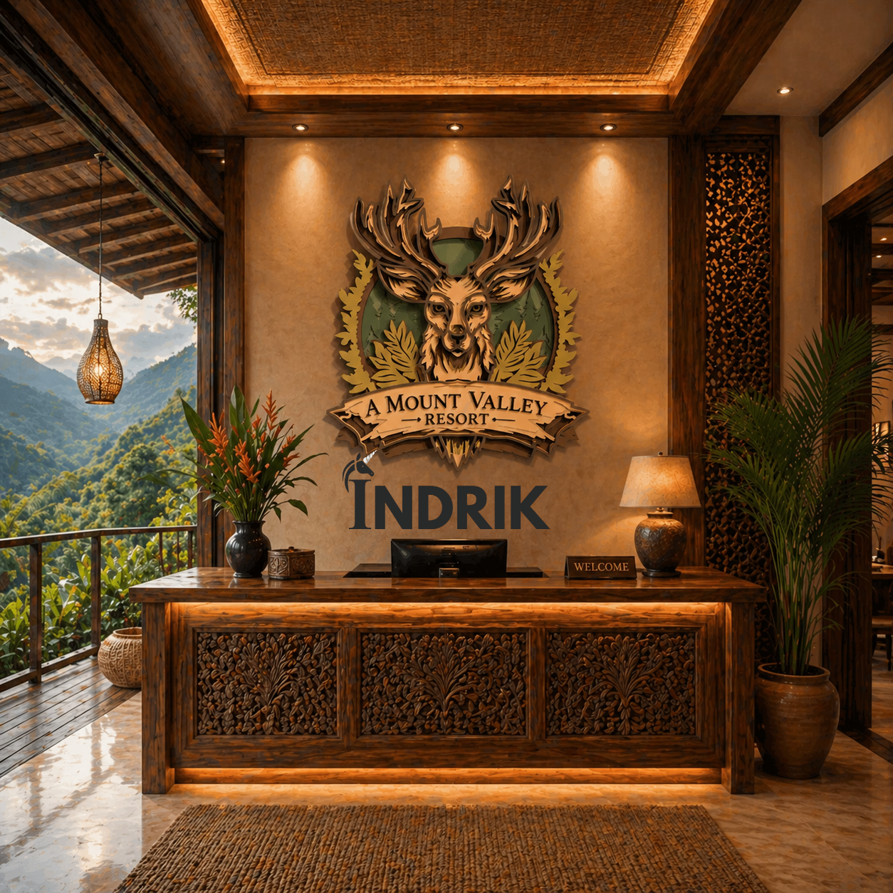 Indrik Custom Resort Logo Wall Art for Reception & Hospitality Interiors
