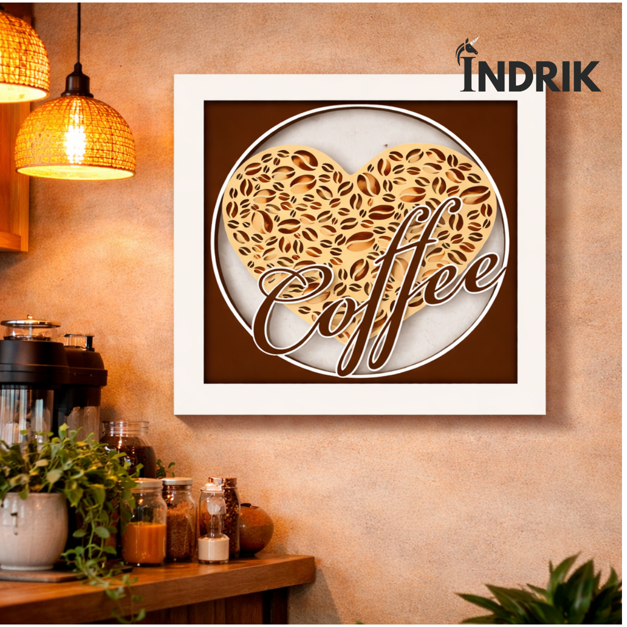 Indrik Premium 3D Coffee Wall Art Frame for Café, Kitchen & Restaurant Décor