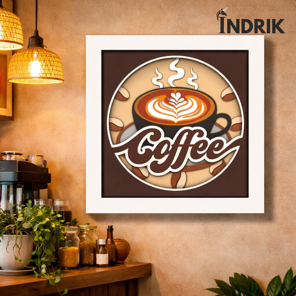 Indrik Premium 3D Coffee Cup Wall Art for Café, Kitchen & Restaurant Décor