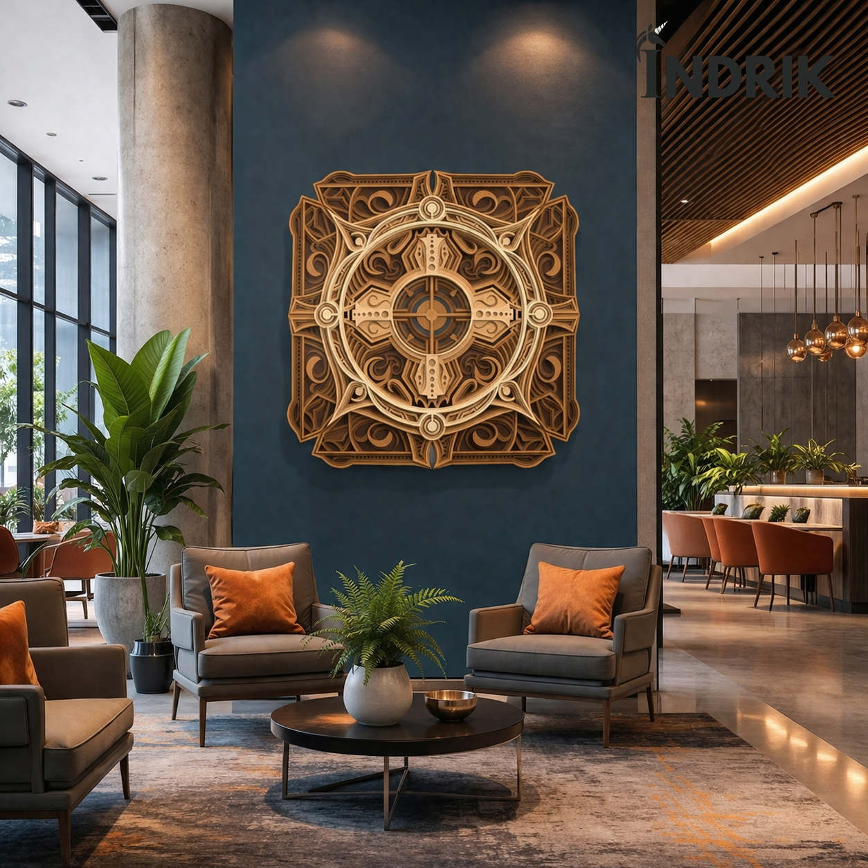 Indrik Premium 3D Geometric Mandala Wall Art for Lobby & Luxury Interior Décor