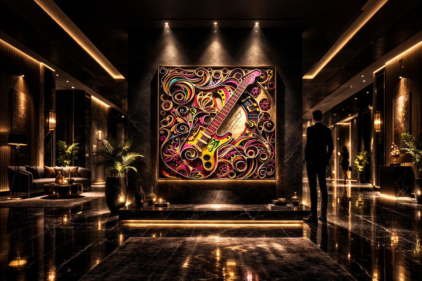 Indrik Luxury Abstract Guitar Wall Frame for Living Room & Premium Interiors