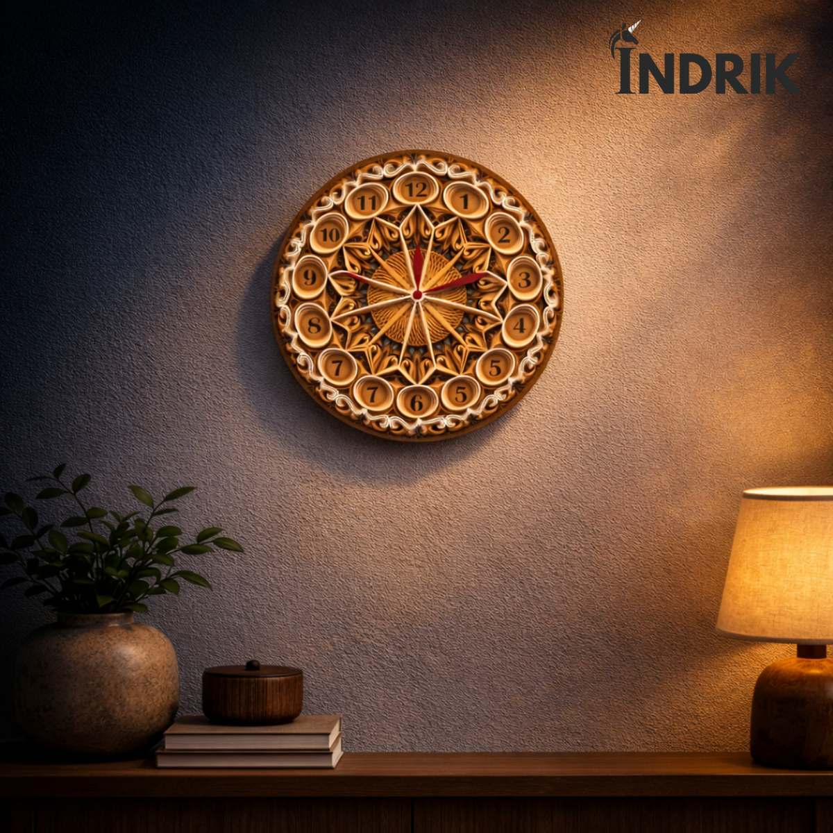 Indrik Premium Mandala Wall Clock Frame | Luxury Designer Wall Décor for Home & Office