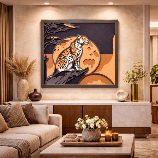 Indrik Luxury 3D Tiger Wall Art Frame for Living Room and Modern Interiors