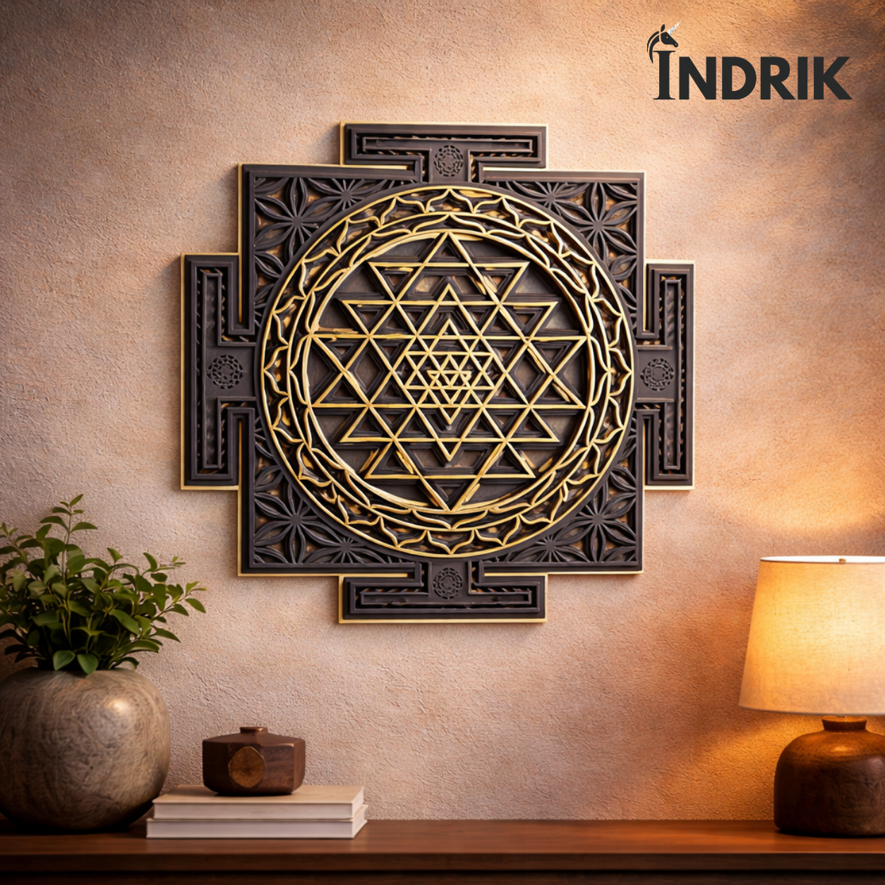 Indrik Premium Shri Yantra Mandala Wall Art for Puja Room and Spiritual Interiors