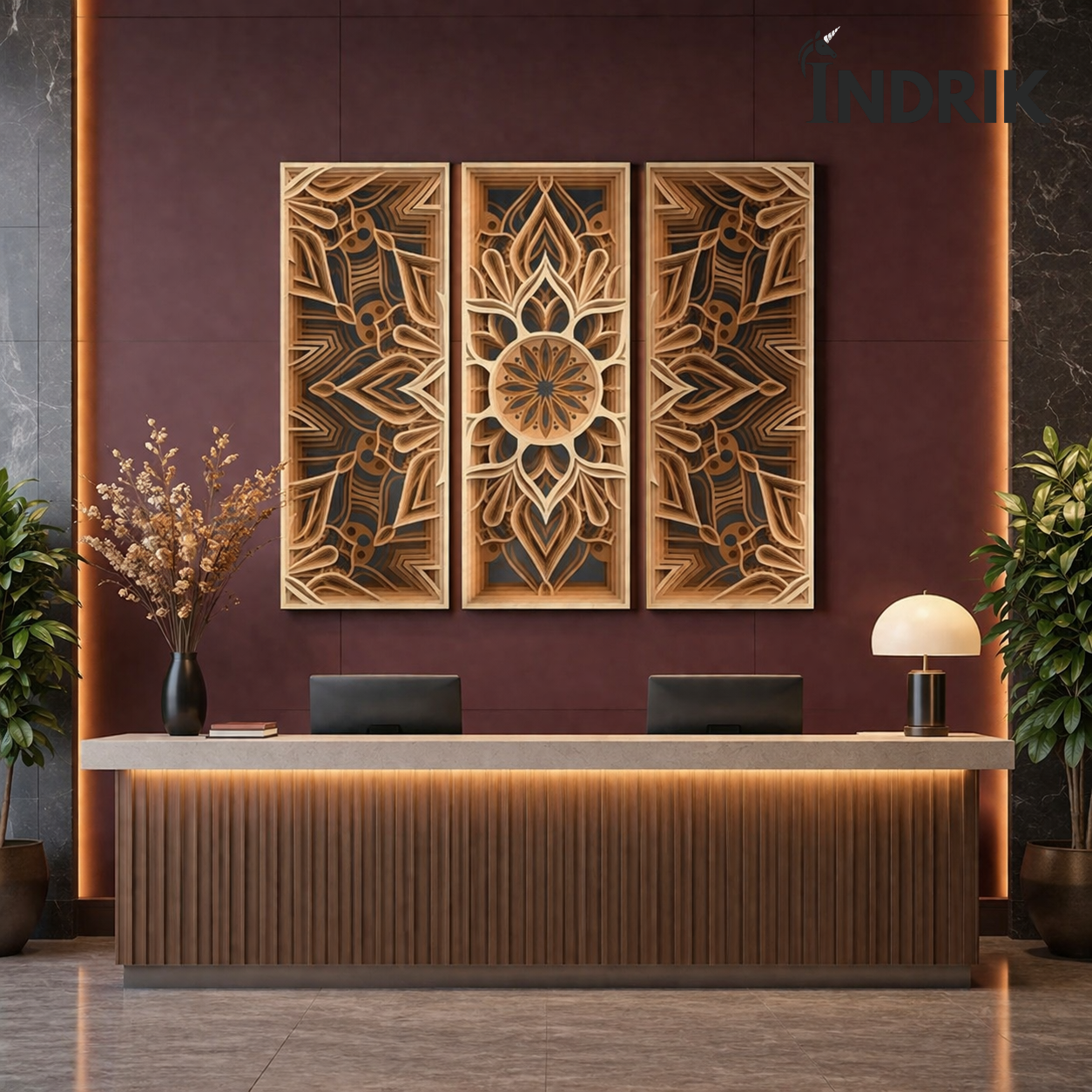 Indrik Premium 3 Panel Mandala Frame for Reception & Wall Décor