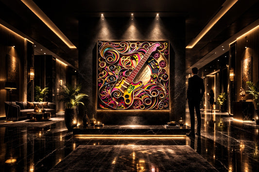 Indrik Luxury Abstract Guitar Wall Frame for Living Room & Premium Interiors
