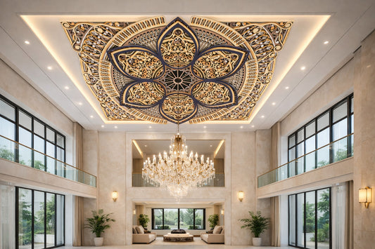 Indrik Luxury 3D Mandala Ceiling Art for Double Height Hall & Premium Interiors