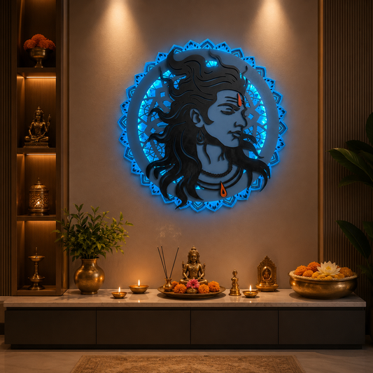 Indrik ,Lord Shiva 3D LED Mandala Wall Frame