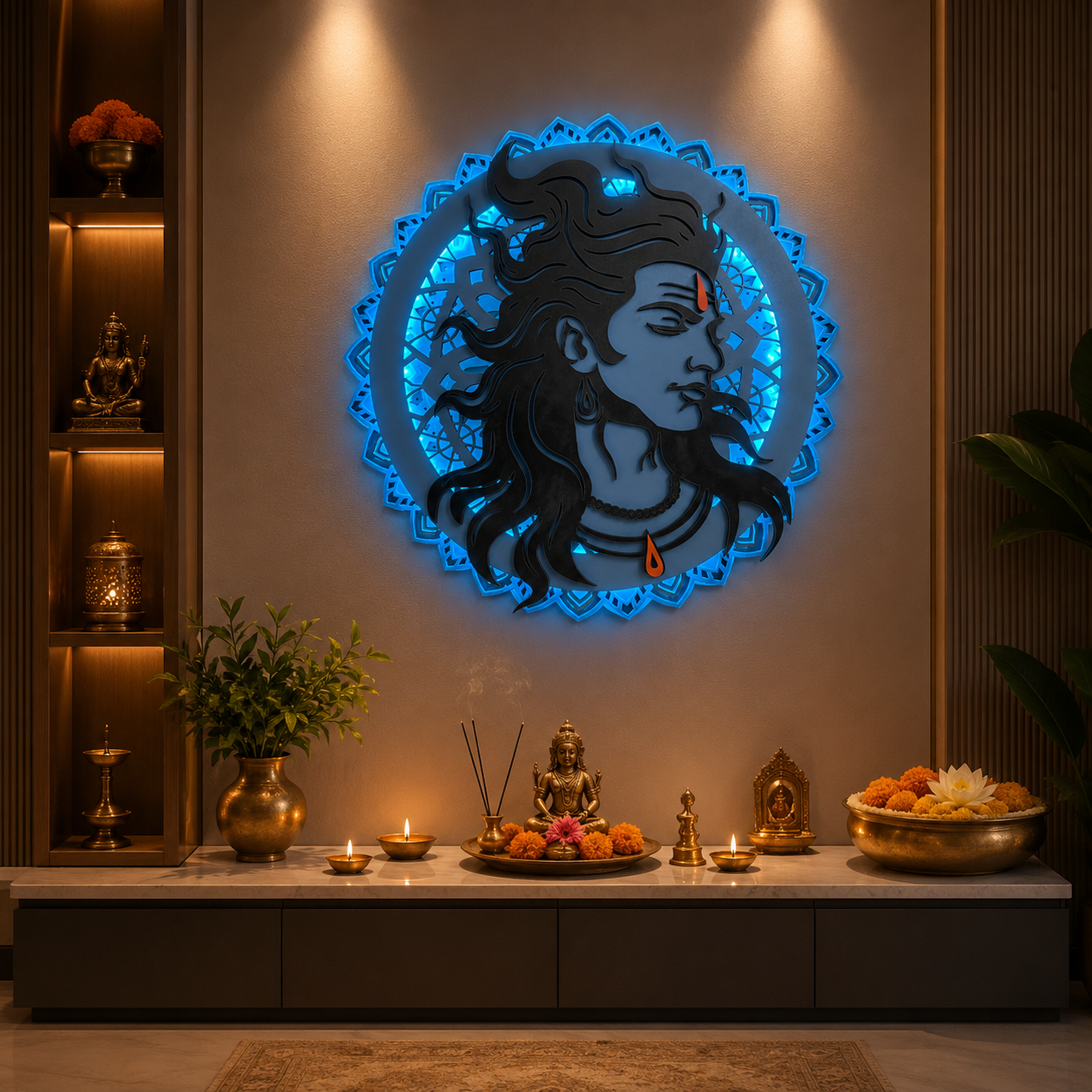 Indrik ,Lord Shiva 3D LED Mandala Wall Frame