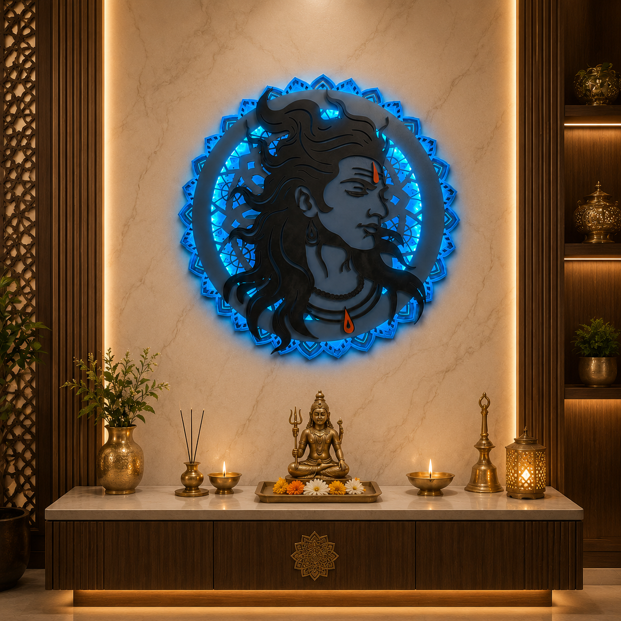 Indrik ,Lord Shiva 3D LED Mandala Wall Frame