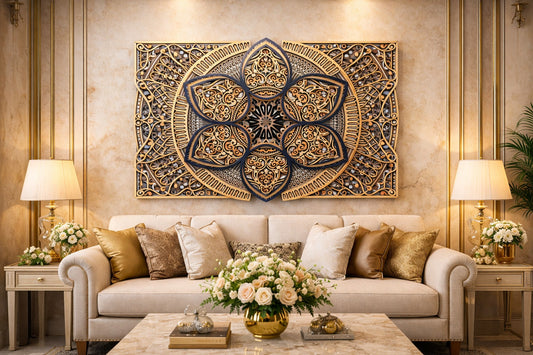 Indrik Luxury 3D Floral Mandala Wall Frame for Living Room & Premium Interiors