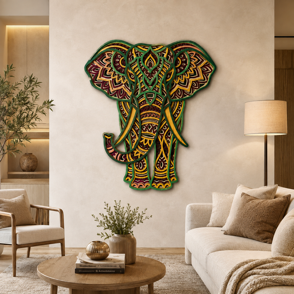 Indrik Elephant Mandala Wall Art Frame | Luxury Decorative Wall Décor for Modern Interiors